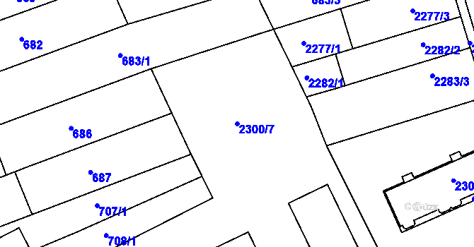 Parcela st. 2300/7 v KÚ Nivnice, Katastrální mapa