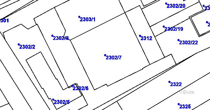 Parcela st. 2302/7 v KÚ Nivnice, Katastrální mapa