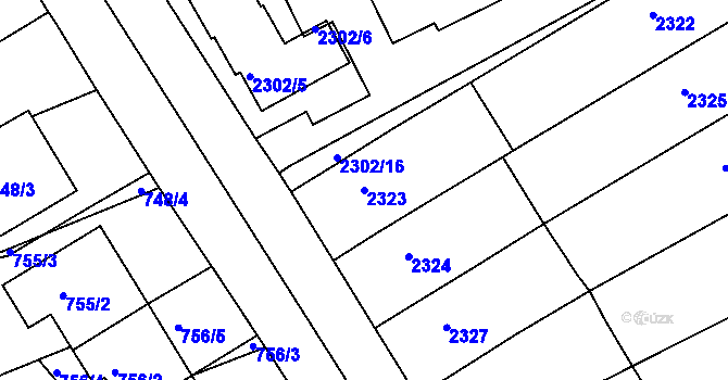 Parcela st. 2323 v KÚ Nivnice, Katastrální mapa