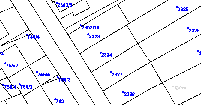 Parcela st. 2324 v KÚ Nivnice, Katastrální mapa