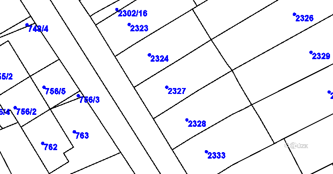 Parcela st. 2327 v KÚ Nivnice, Katastrální mapa