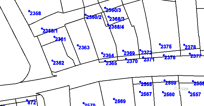 Parcela st. 2364 v KÚ Nivnice, Katastrální mapa