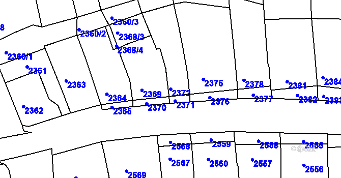 Parcela st. 2372 v KÚ Nivnice, Katastrální mapa