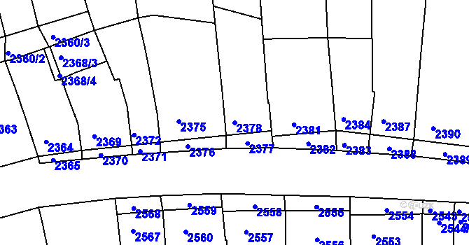 Parcela st. 2378 v KÚ Nivnice, Katastrální mapa