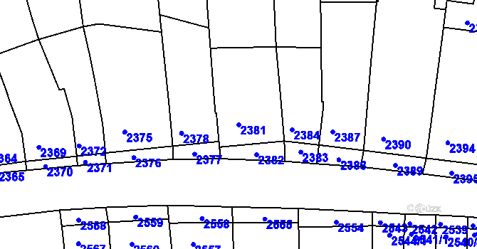 Parcela st. 2381 v KÚ Nivnice, Katastrální mapa