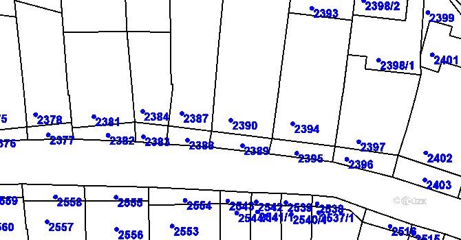 Parcela st. 2390 v KÚ Nivnice, Katastrální mapa