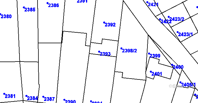 Parcela st. 2393 v KÚ Nivnice, Katastrální mapa
