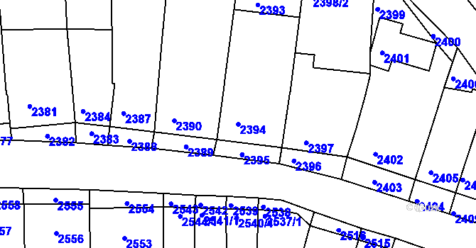 Parcela st. 2394 v KÚ Nivnice, Katastrální mapa
