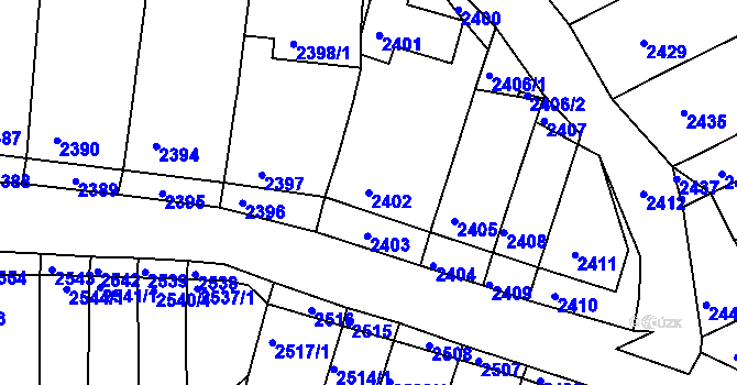 Parcela st. 2402 v KÚ Nivnice, Katastrální mapa