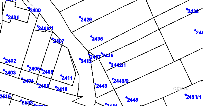 Parcela st. 2436 v KÚ Nivnice, Katastrální mapa