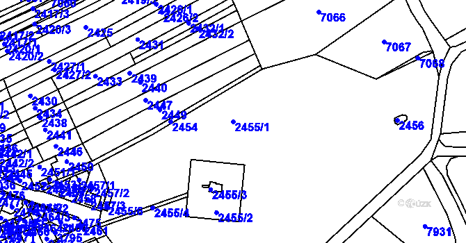 Parcela st. 2455/1 v KÚ Nivnice, Katastrální mapa