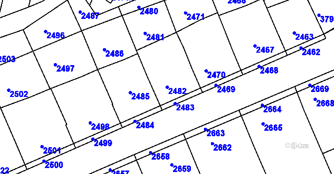 Parcela st. 2482 v KÚ Nivnice, Katastrální mapa