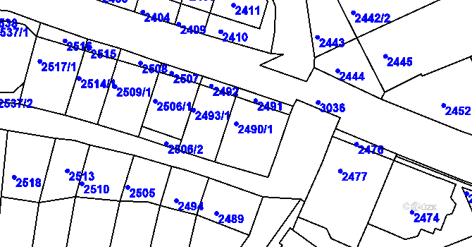 Parcela st. 2490/1 v KÚ Nivnice, Katastrální mapa