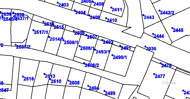 Parcela st. 2493/1 v KÚ Nivnice, Katastrální mapa