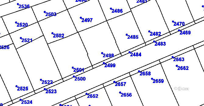 Parcela st. 2498 v KÚ Nivnice, Katastrální mapa
