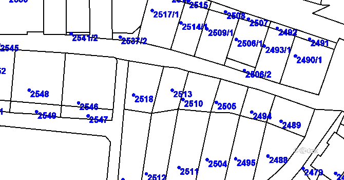 Parcela st. 2513 v KÚ Nivnice, Katastrální mapa