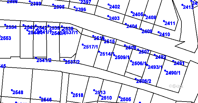 Parcela st. 2514/1 v KÚ Nivnice, Katastrální mapa