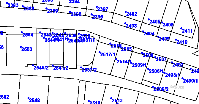 Parcela st. 2517/1 v KÚ Nivnice, Katastrální mapa