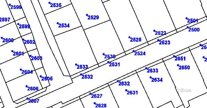 Parcela st. 2530 v KÚ Nivnice, Katastrální mapa