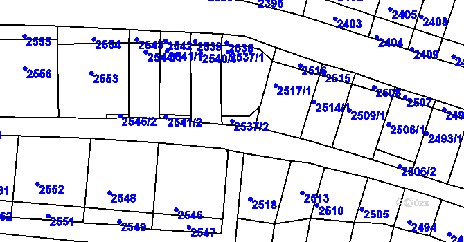 Parcela st. 2537/2 v KÚ Nivnice, Katastrální mapa