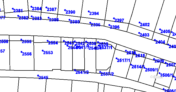 Parcela st. 2540/1 v KÚ Nivnice, Katastrální mapa
