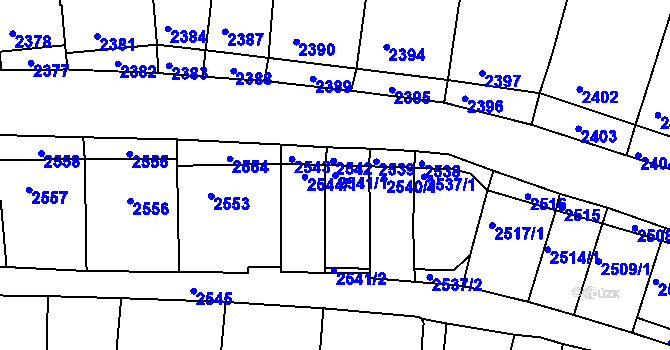 Parcela st. 2541/1 v KÚ Nivnice, Katastrální mapa