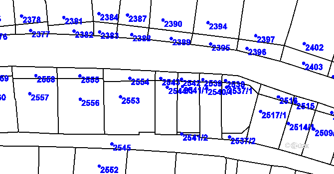 Parcela st. 2544/1 v KÚ Nivnice, Katastrální mapa