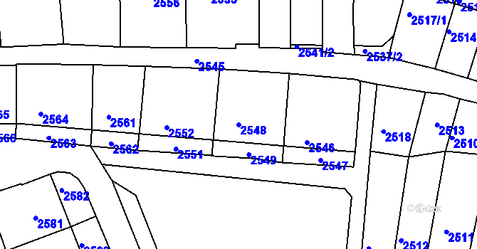 Parcela st. 2548 v KÚ Nivnice, Katastrální mapa