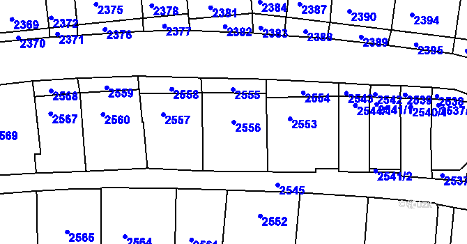 Parcela st. 2556 v KÚ Nivnice, Katastrální mapa