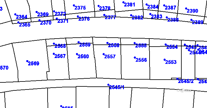 Parcela st. 2557 v KÚ Nivnice, Katastrální mapa
