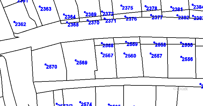 Parcela st. 2567 v KÚ Nivnice, Katastrální mapa