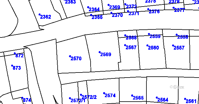 Parcela st. 2569 v KÚ Nivnice, Katastrální mapa