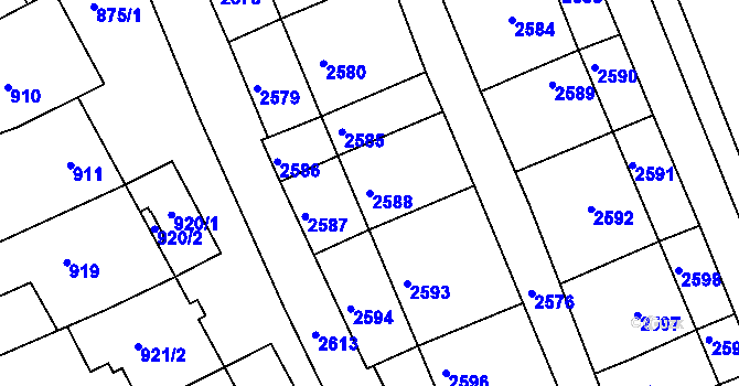 Parcela st. 2588 v KÚ Nivnice, Katastrální mapa