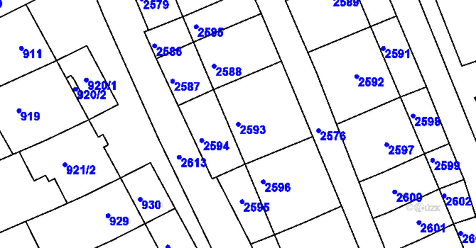 Parcela st. 2593 v KÚ Nivnice, Katastrální mapa