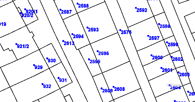 Parcela st. 2596 v KÚ Nivnice, Katastrální mapa