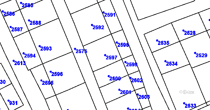 Parcela st. 2597 v KÚ Nivnice, Katastrální mapa