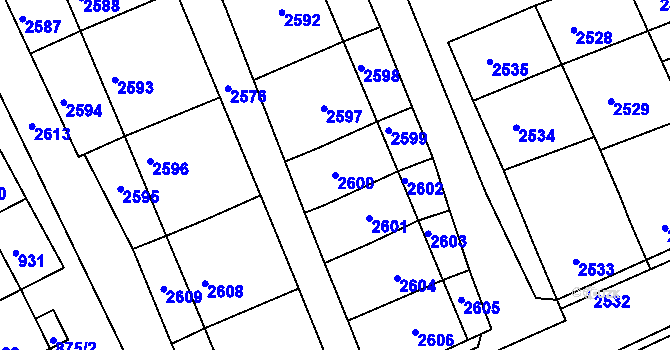 Parcela st. 2600 v KÚ Nivnice, Katastrální mapa