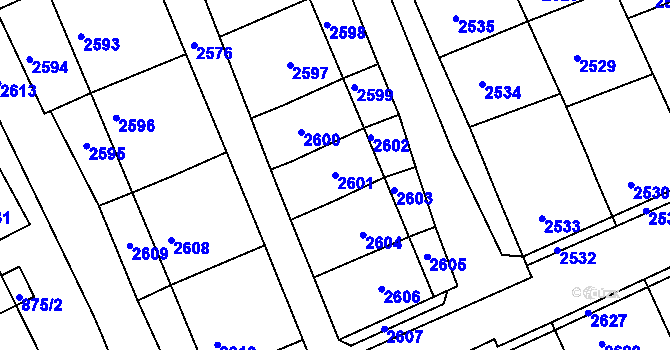 Parcela st. 2601 v KÚ Nivnice, Katastrální mapa