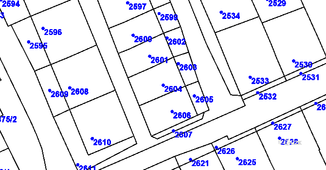 Parcela st. 2604 v KÚ Nivnice, Katastrální mapa