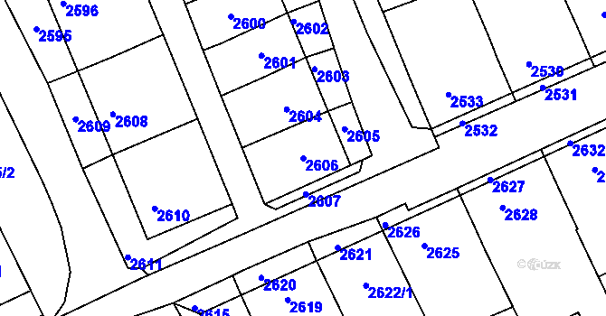 Parcela st. 2606 v KÚ Nivnice, Katastrální mapa