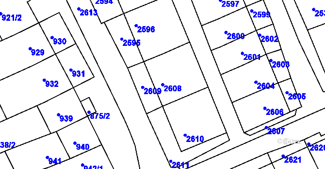 Parcela st. 2608 v KÚ Nivnice, Katastrální mapa