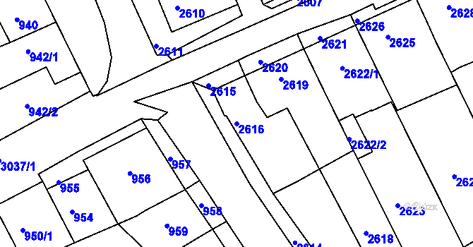 Parcela st. 2616 v KÚ Nivnice, Katastrální mapa