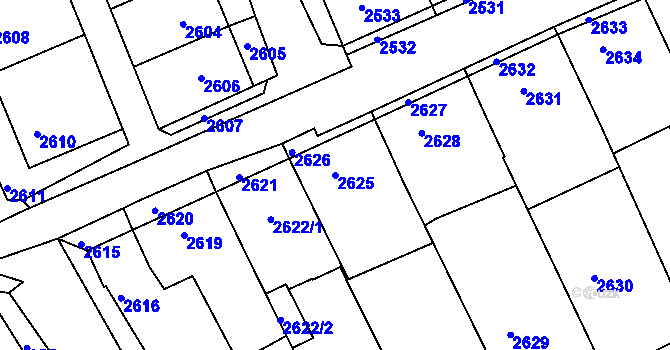Parcela st. 2625 v KÚ Nivnice, Katastrální mapa