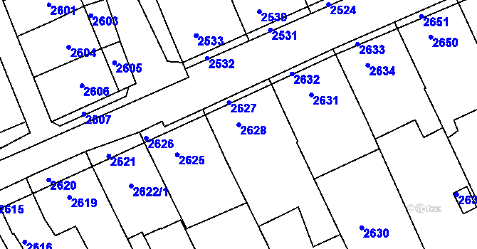 Parcela st. 2628 v KÚ Nivnice, Katastrální mapa