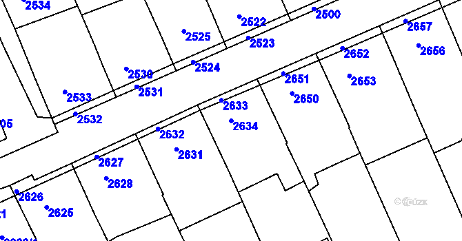 Parcela st. 2634 v KÚ Nivnice, Katastrální mapa