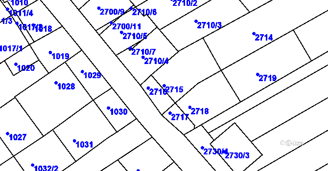Parcela st. 2715 v KÚ Nivnice, Katastrální mapa