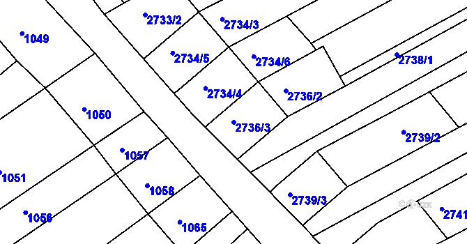 Parcela st. 2736/3 v KÚ Nivnice, Katastrální mapa