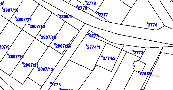 Parcela st. 2774/1 v KÚ Nivnice, Katastrální mapa