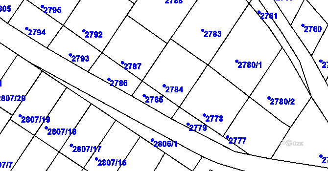 Parcela st. 2784 v KÚ Nivnice, Katastrální mapa