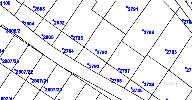 Parcela st. 2792 v KÚ Nivnice, Katastrální mapa